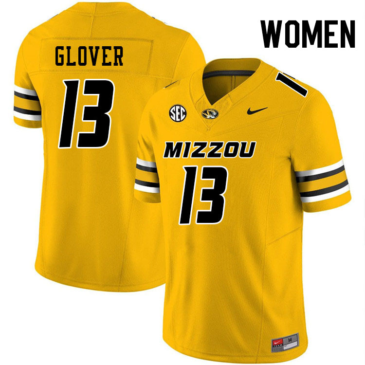 Women #13 Aidan Glover Missouri Tigers College Football Jerseys Stitched-Gold